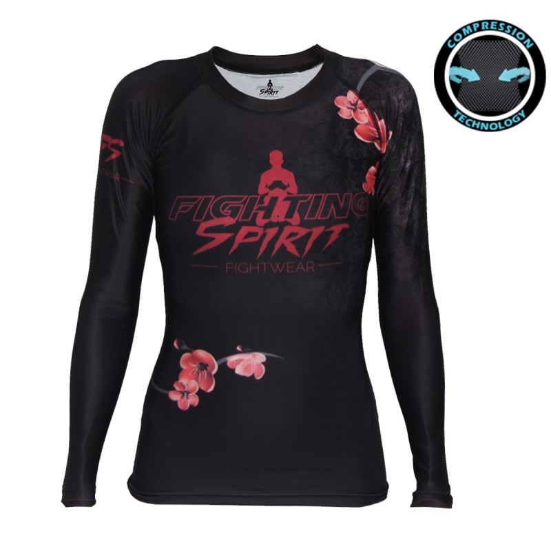 Rashguard manches longues femme FIGHTING SPIRIT, élément bois. Rashguard manches longues femme FIGHTING SPIRIT, élément bois.
